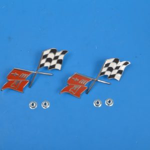 Chevy Fender Fuel Injection Crossed Flags Emblems, 1957-1958