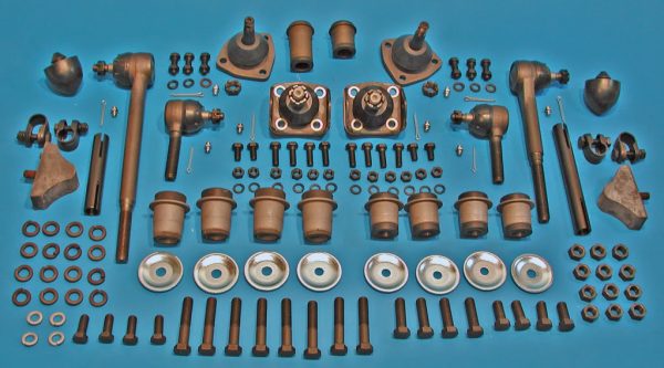 Chevy Front Suspension Rebuild Kit, Power Steering, with Urethane Bushings, 1955-1957